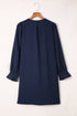 Split V Neck Ruffled Sleeves Shirt Dress